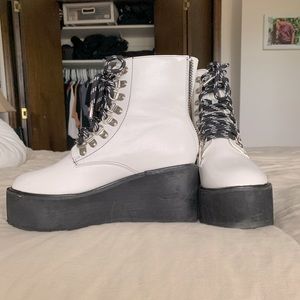 Dolls kill white platform boots